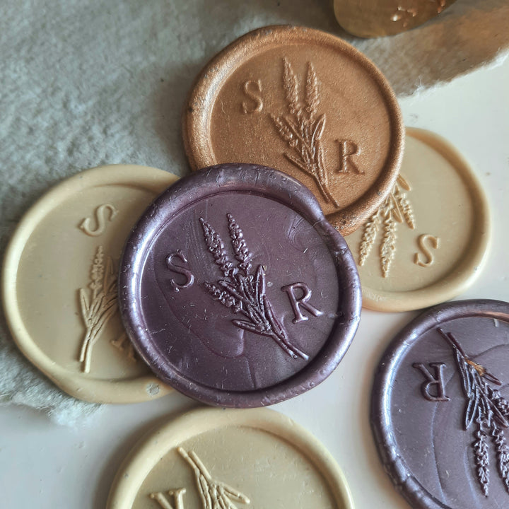 25mm 'Lavender Fields' Monogram - Wax Seals - THE LITTLE BLUE BRUSH