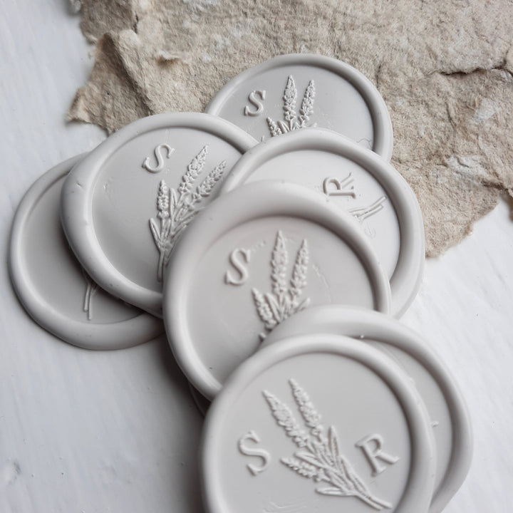 25mm 'Lavender Fields' Monogram - Wax Seals - THE LITTLE BLUE BRUSH