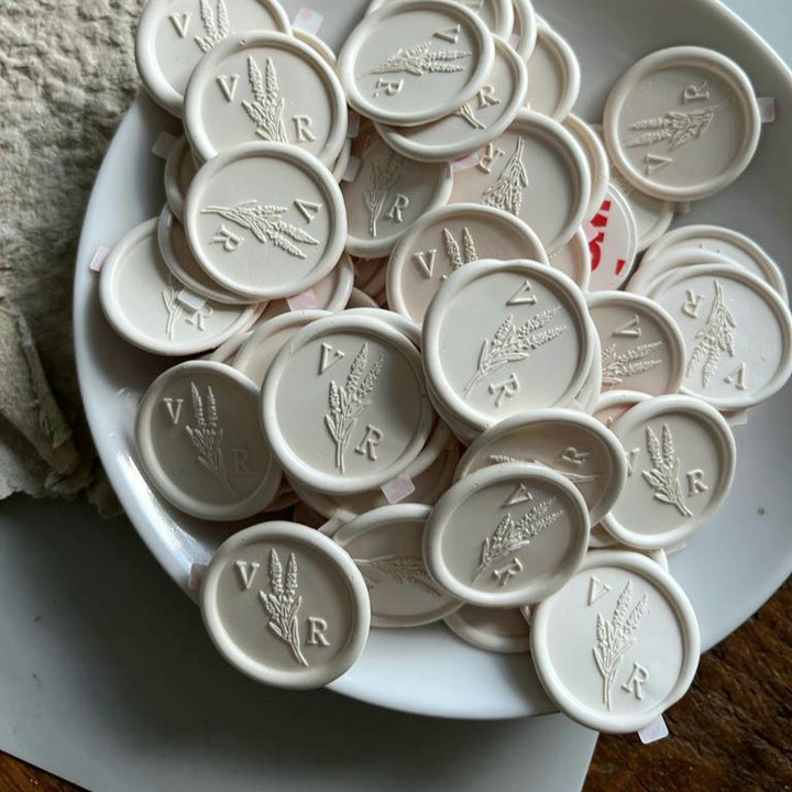 25mm 'Lavender Fields' Monogram - Wax Seals - THE LITTLE BLUE BRUSH