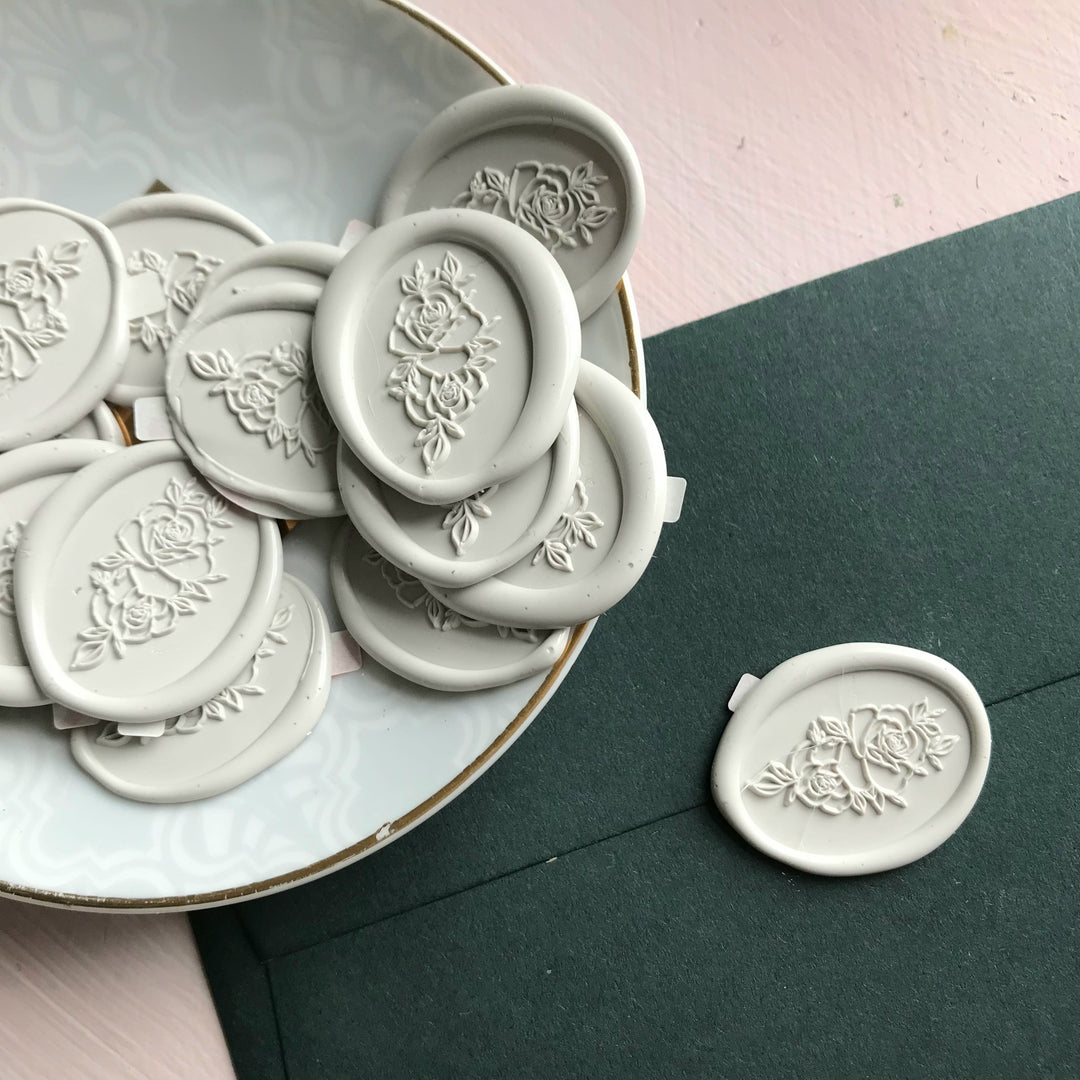 Oval Rose Self-Adhesive Wax Seals - Various Colours