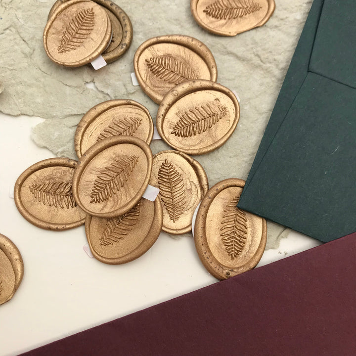 Oval Fern Self-Adhesive Wax Seals - Various Colours