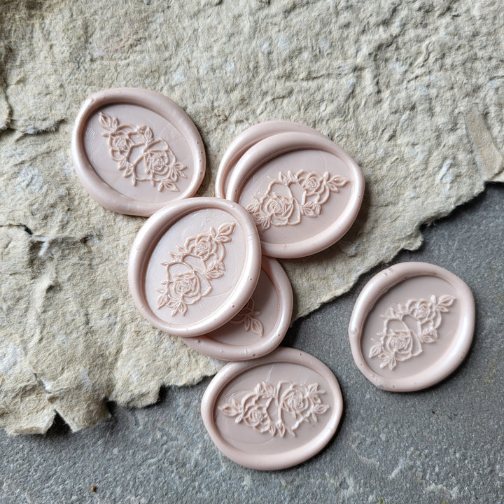 Oval Rose Self-Adhesive Wax Seals - Various Colours