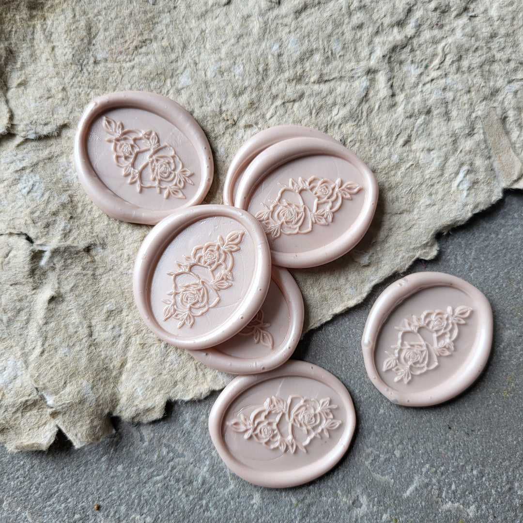 Oval Rose Self-Adhesive Wax Seals - Various Colours