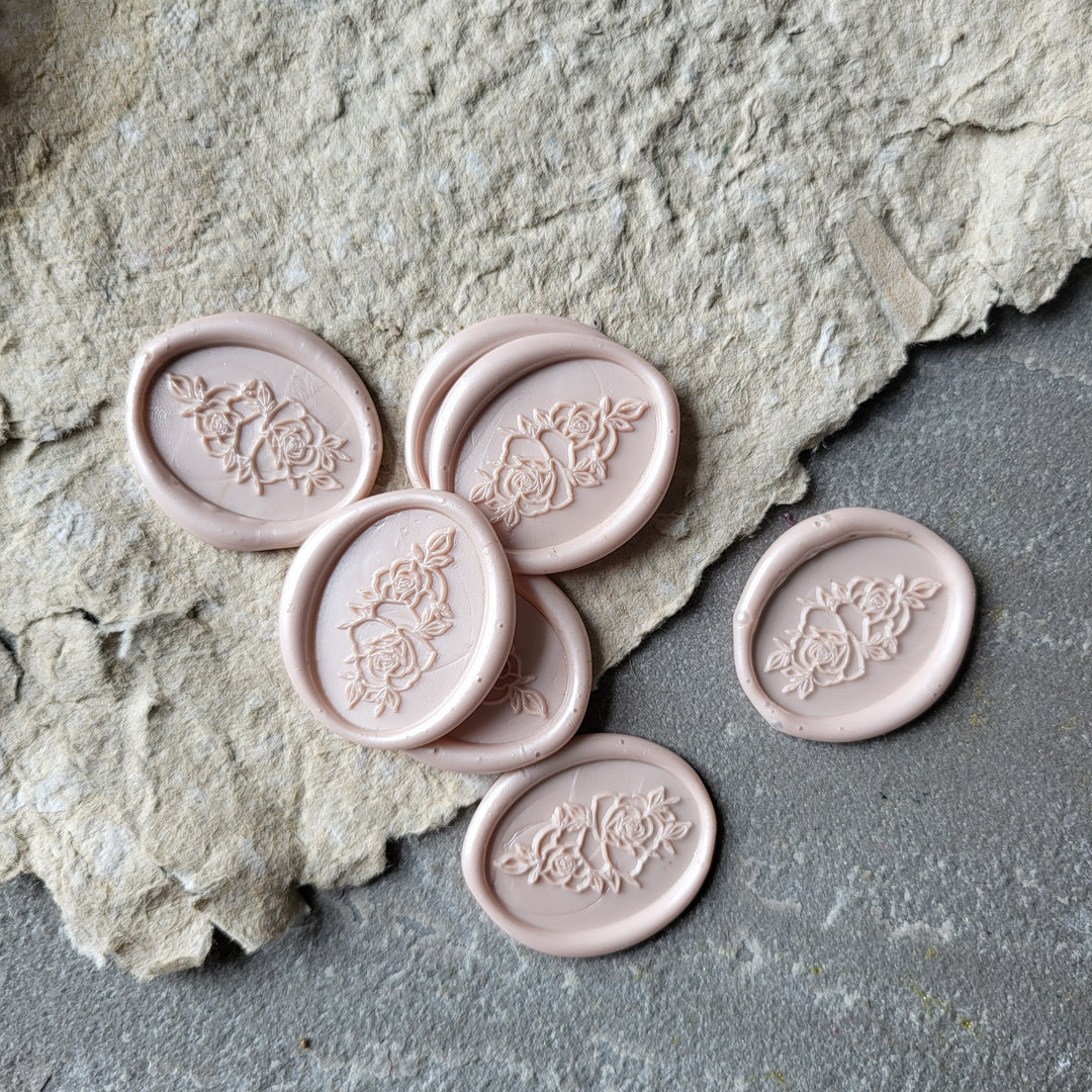 Oval Rose Self-Adhesive Wax Seals - Various Colours