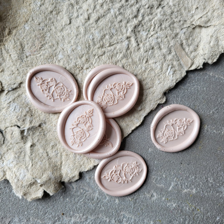Oval Rose Self-Adhesive Wax Seals - Various Colours