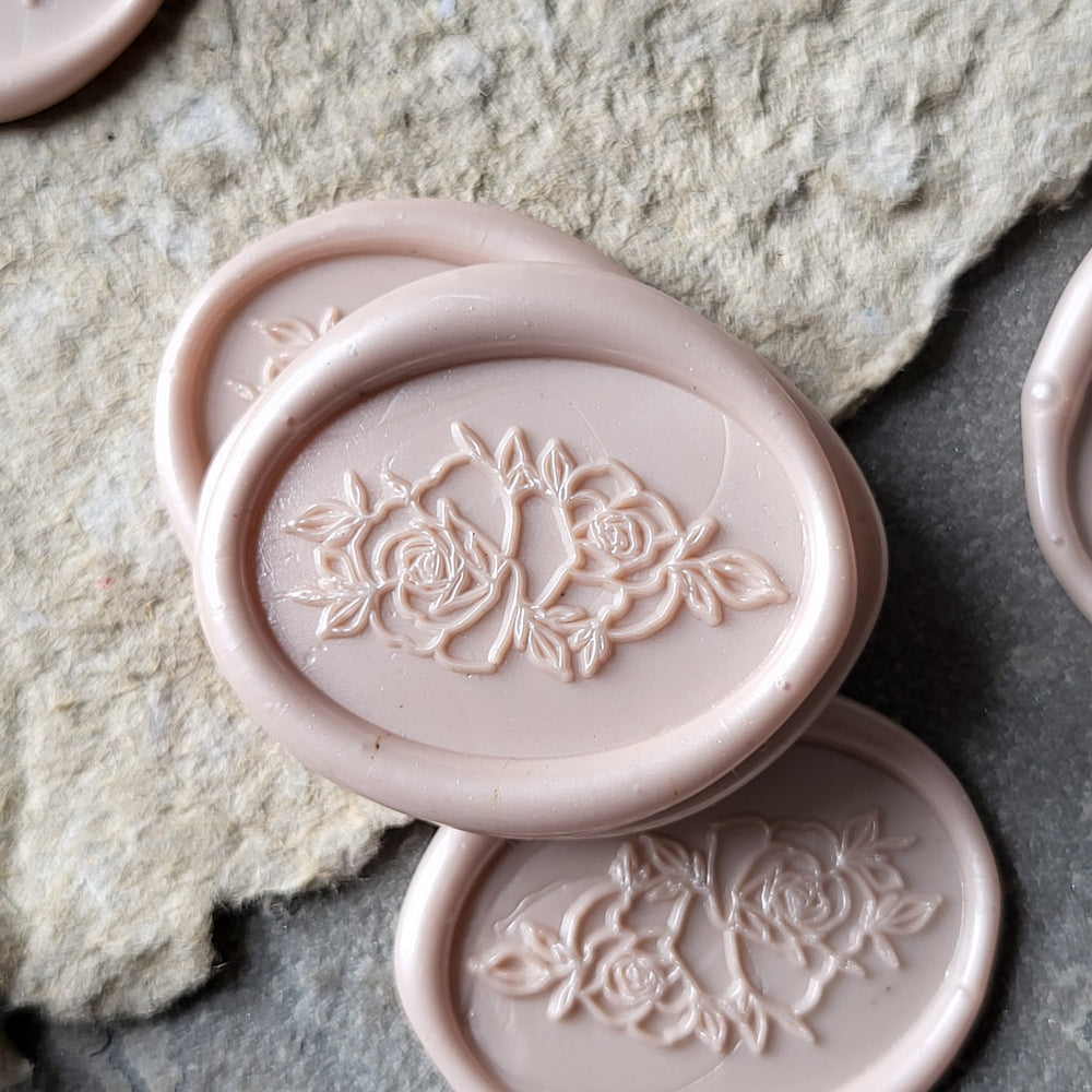 Oval Rose Self-Adhesive Wax Seals - Various Colours - THE LITTLE BLUE BRUSH LONDON