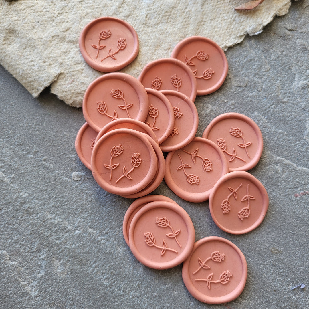 'Two Buds'  Self-Adhesive Wax Seals - Various Colours