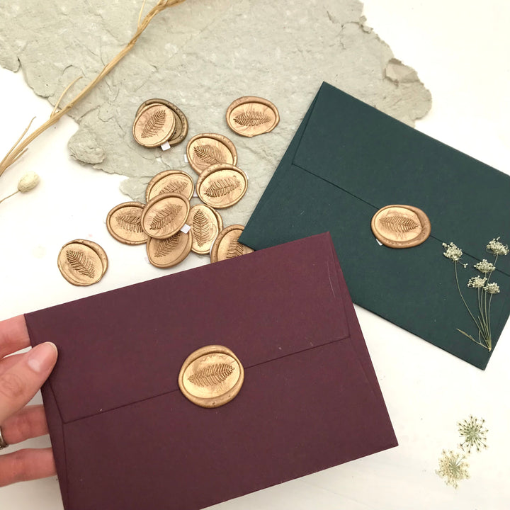 Oval Fern Self-Adhesive Wax Seals - Various Colours