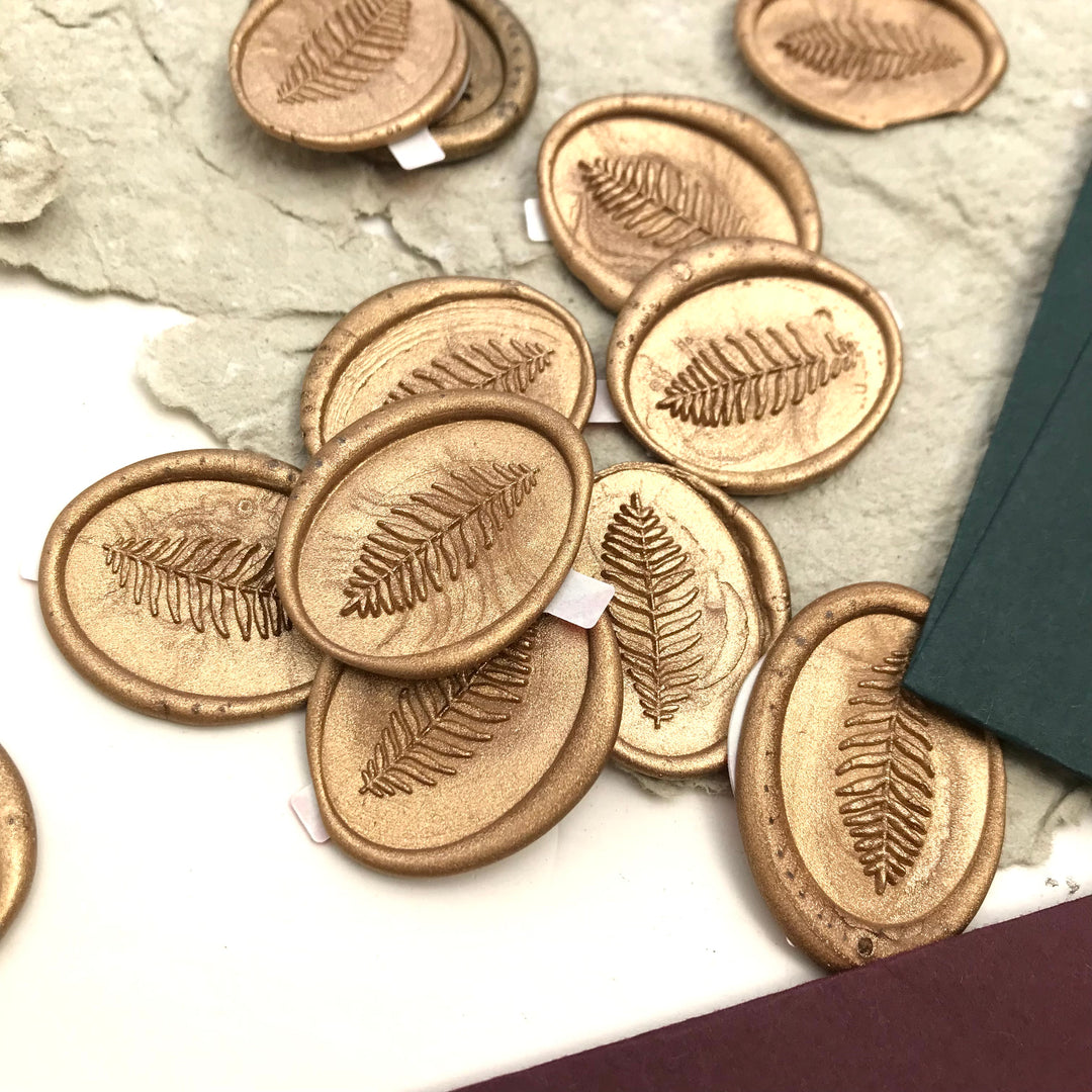 Oval Fern Self-Adhesive Wax Seals - Various Colours
