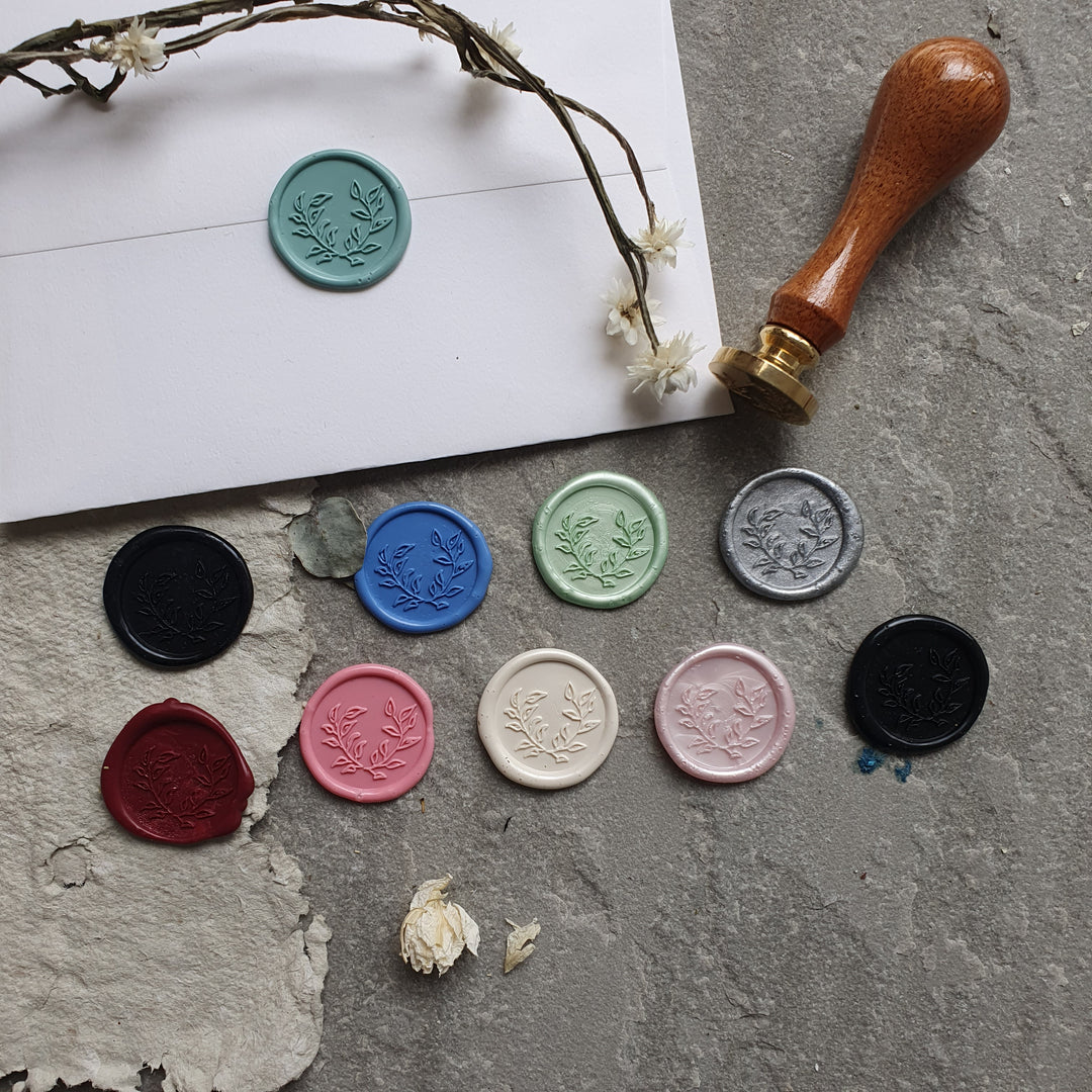 Foliage  Wreath Self - Adhesive Wax Seals - Various Colours - THE LITTLE BLUE BRUSH  