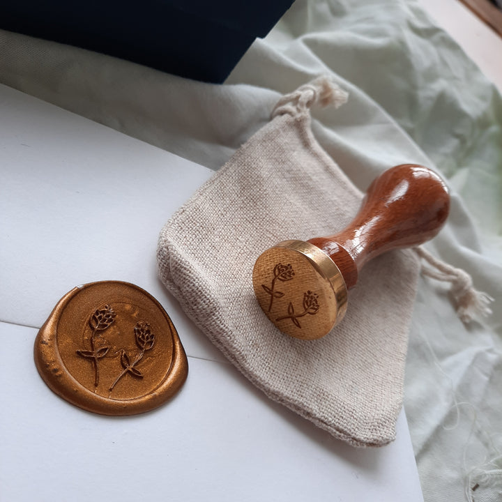 'Two Buds' wax stamp - THE LITTLE BLUE BRUSH  