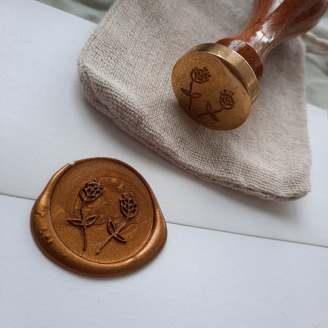 'Two Buds' wax stamp - THE LITTLE BLUE BRUSH  