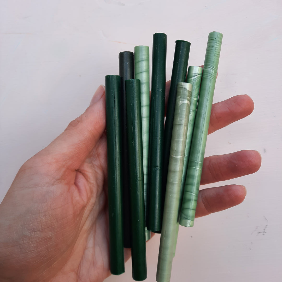 Mixed Greens 7mm sealing wax sticks - THE LITTLE BLUE BRUSH  
