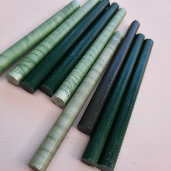Mixed Greens 7mm sealing wax sticks - THE LITTLE BLUE BRUSH  
