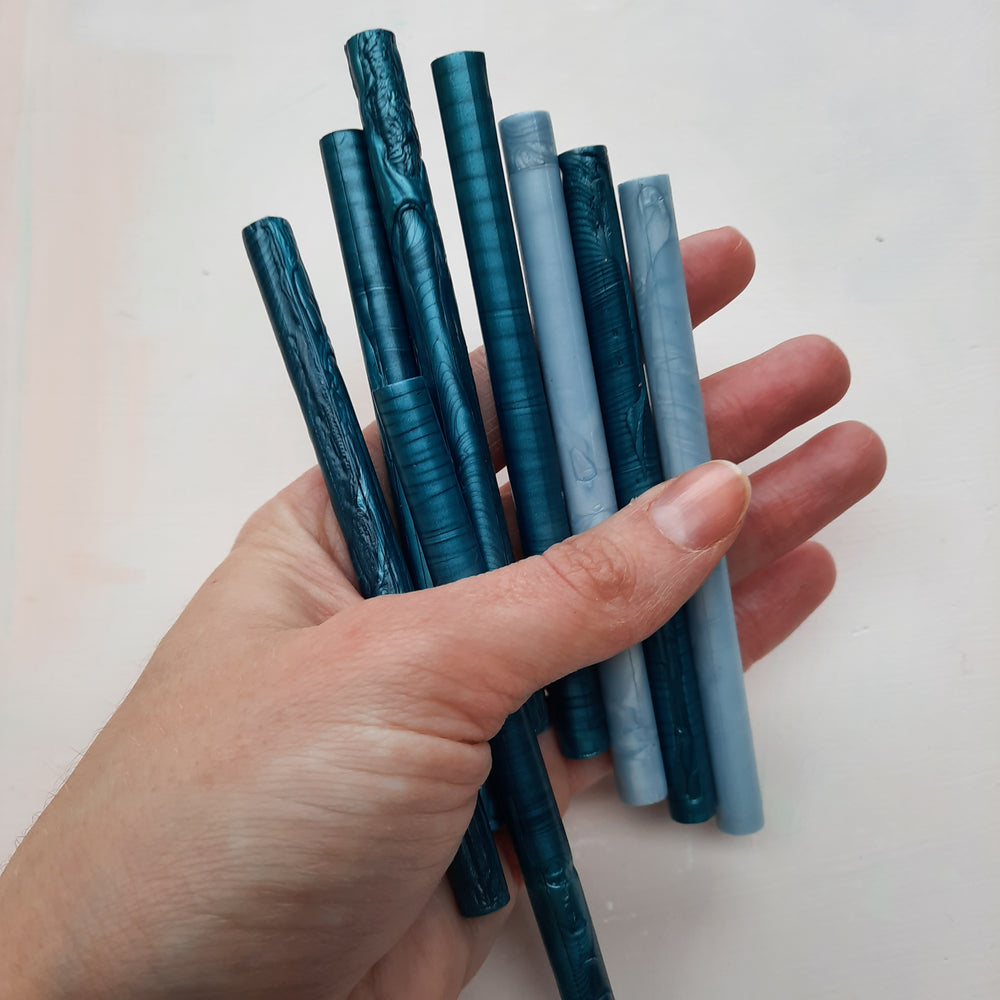 Mixed Blues 7mm sealing wax sticks - THE LITTLE BLUE BRUSH  