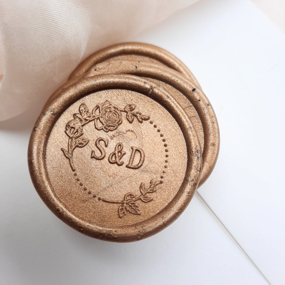 30mm Rose Garden monogram Wax Seals - THE LITTLE BLUE BRUSH  