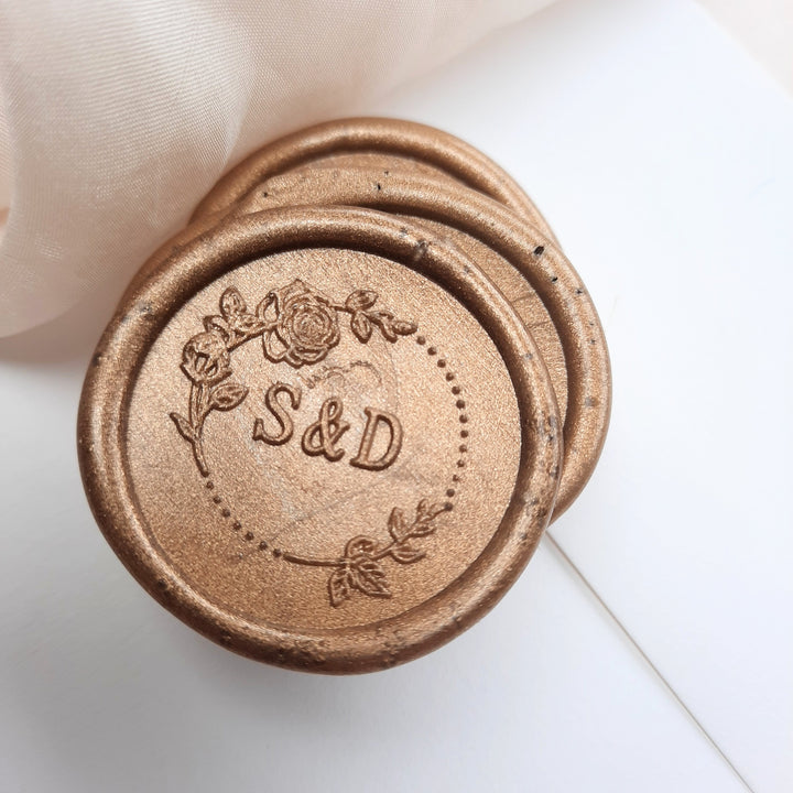 30mm Rose Garden monogram Wax Seals - THE LITTLE BLUE BRUSH  