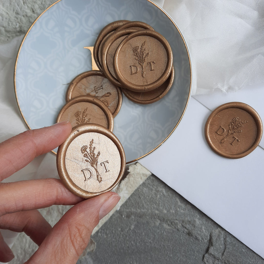30mm Bouquet monogram Wax Seals - THE LITTLE BLUE BRUSH  