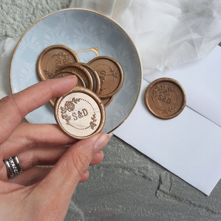 30mm Rose Garden monogram Wax Seals - THE LITTLE BLUE BRUSH  
