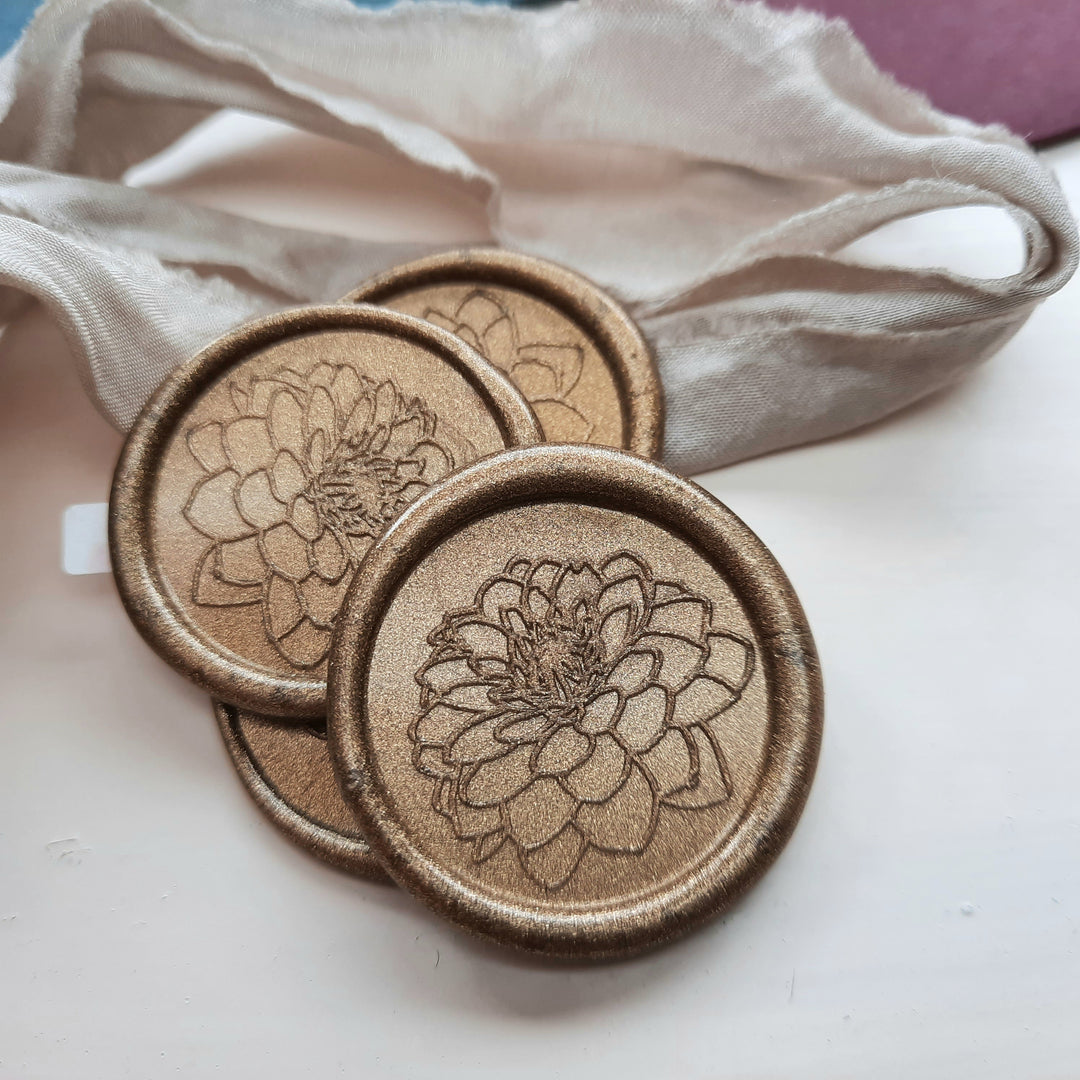 Dahlia Self-Adhesive Wax Seals - Various Colours - THE LITTLE BLUE BRUSH LONDON