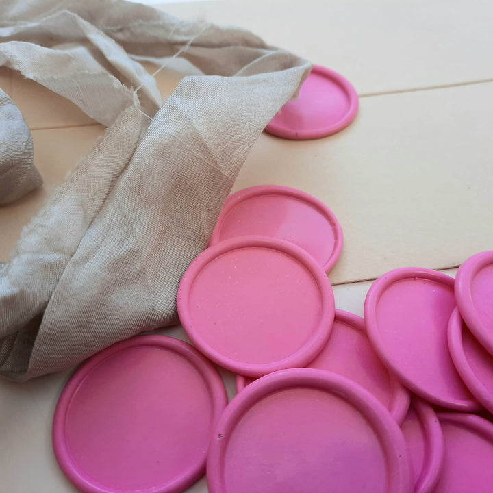 Blank Hot Pink self-adhesive wax seals - THE LITTLE BLUE BRUSH  