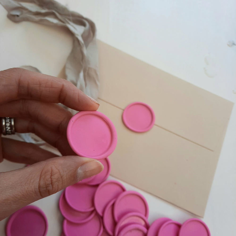 Blank Hot Pink self-adhesive wax seals - THE LITTLE BLUE BRUSH  