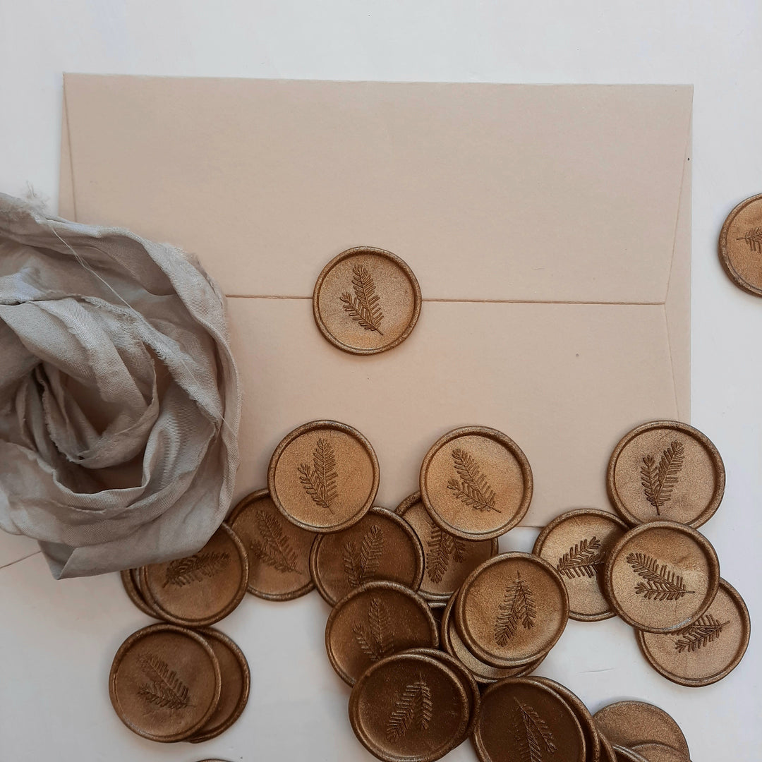 'Golden Fern' self-adhesive wax seals - THE LITTLE BLUE BRUSH  