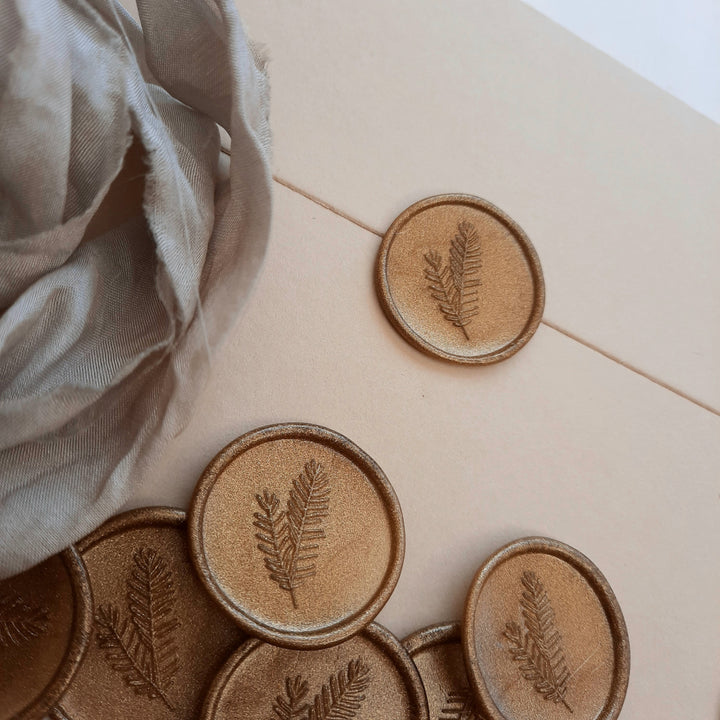 'Golden Fern' self-adhesive wax seals - THE LITTLE BLUE BRUSH  