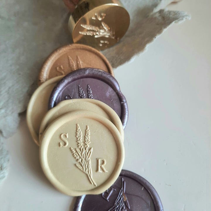 25mm 'Lavender Fields' Monogram - Wax Seals - THE LITTLE BLUE BRUSH  