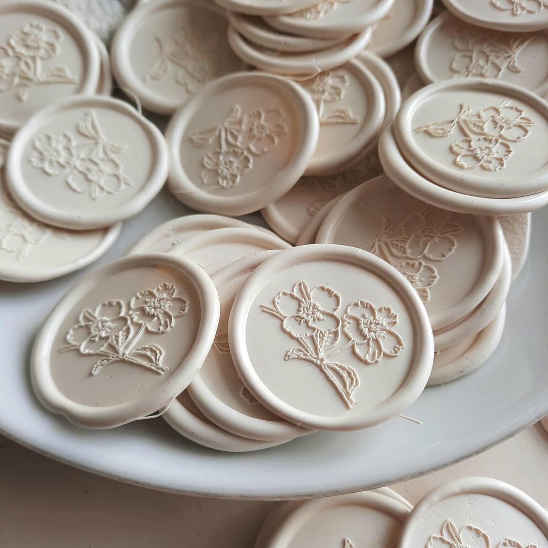 Blossom Self-Adhesive Wax Seals - Various Colours - THE LITTLE BLUE BRUSH LONDON