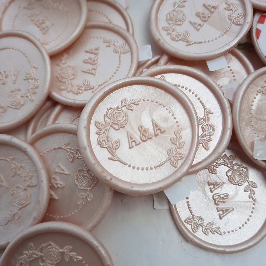 'Rose Garden' Monogram Wax Seals 25mm - THE LITTLE BLUE BRUSH LONDON