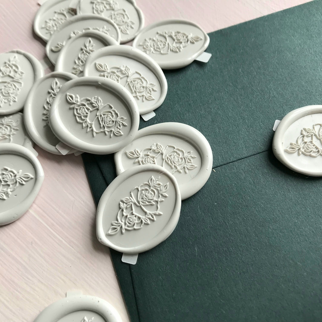 Oval Rose Self-Adhesive Wax Seals - Various Colours