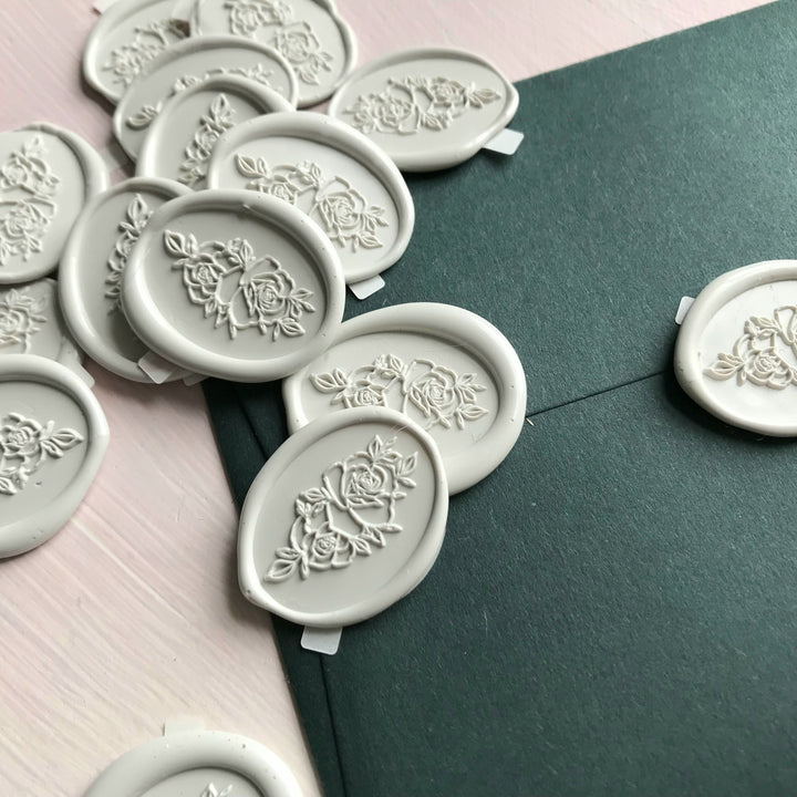 Oval Rose Self-Adhesive Wax Seals - Various Colours