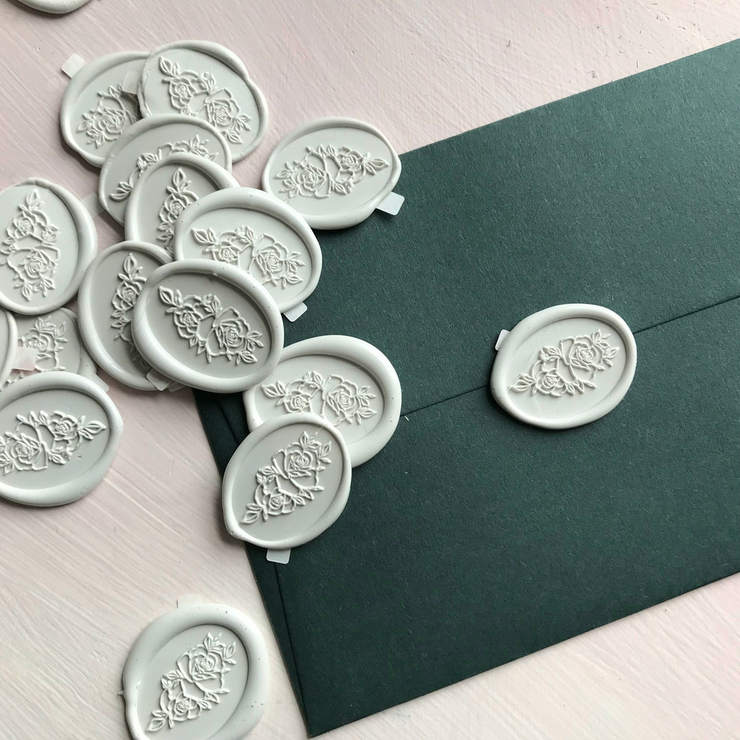 Oval Rose Self-Adhesive Wax Seals - Various Colours