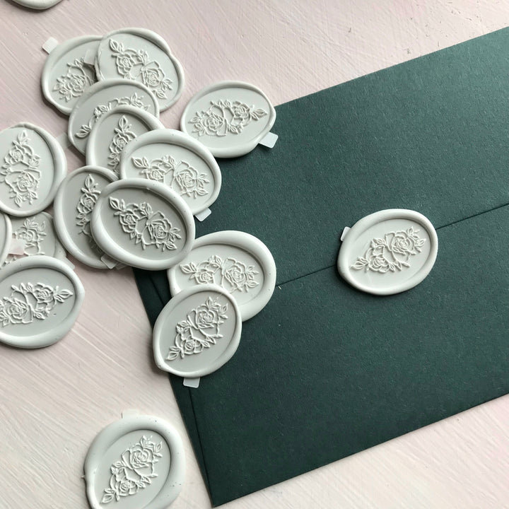 Oval Rose Self-Adhesive Wax Seals - Various Colours