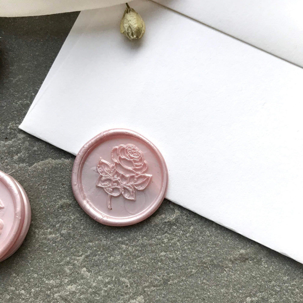Blush 'English Rose'  Self-Adhesive Wax Seals - THE LITTLE BLUE BRUSH  