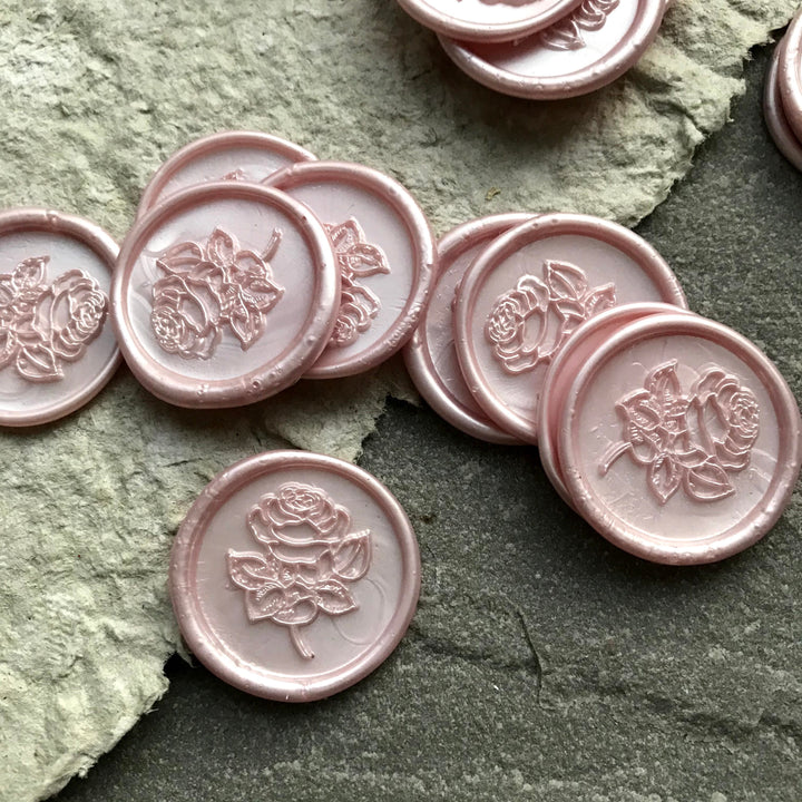 Blush 'English Rose'  Self-Adhesive Wax Seals - THE LITTLE BLUE BRUSH  