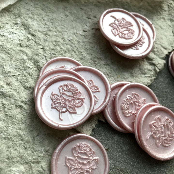 Blush 'English Rose'  Self-Adhesive Wax Seals - THE LITTLE BLUE BRUSH  
