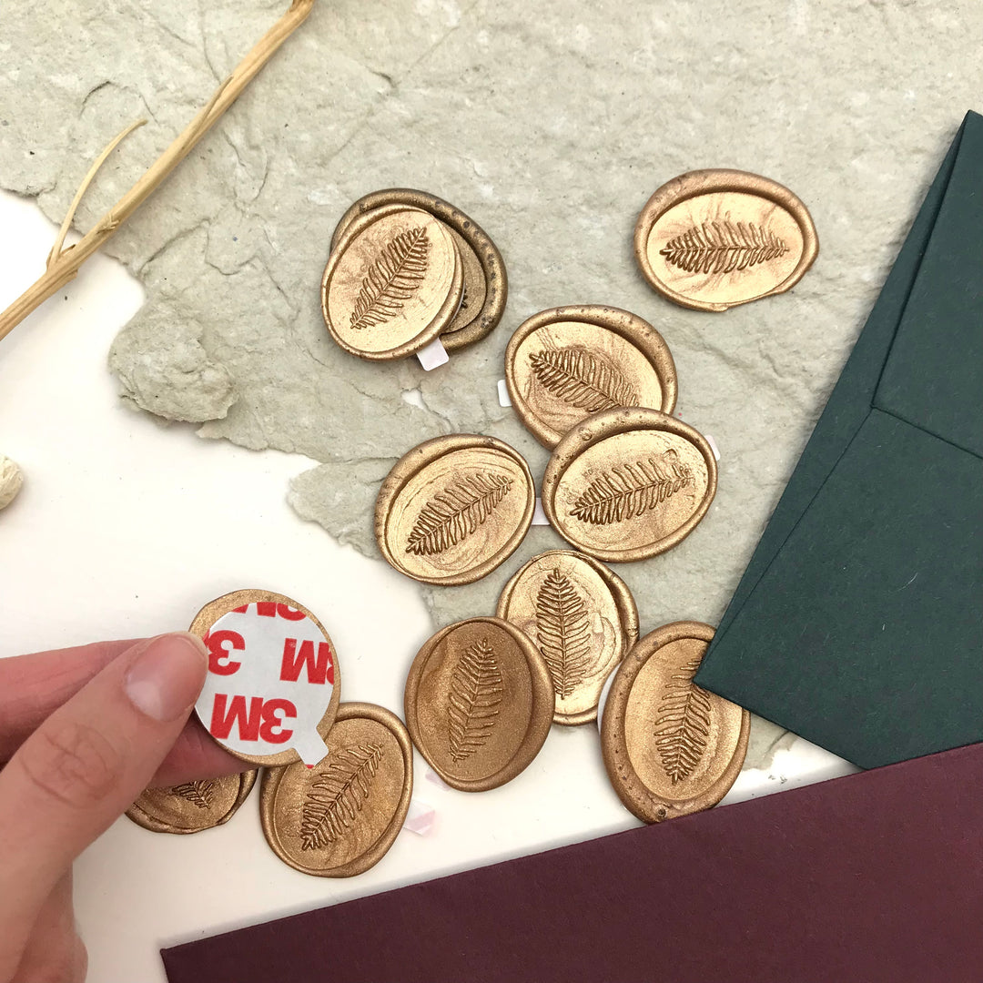 Oval Fern Self-Adhesive Wax Seals - Various Colours