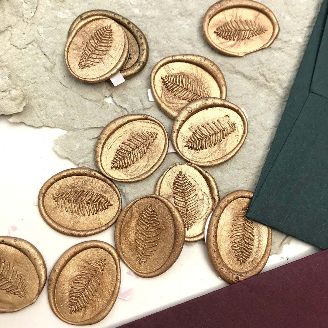 Oval Fern Self-Adhesive Wax Seals - Various Colours