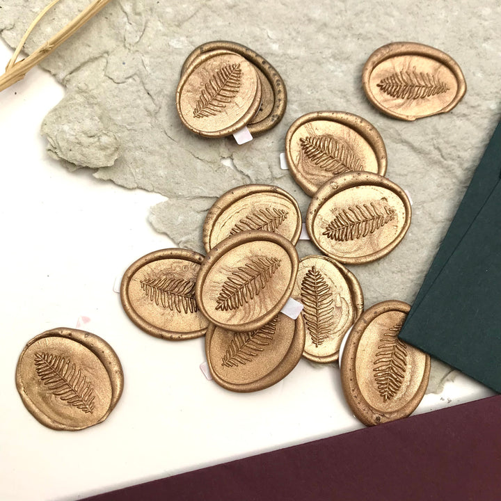 Oval Fern Self-Adhesive Wax Seals - Various Colours