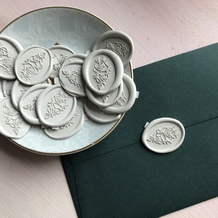 Oval Rose Self-Adhesive Wax Seals - Various Colours