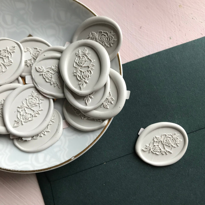 Oval Rose Self-Adhesive Wax Seals - Various Colours