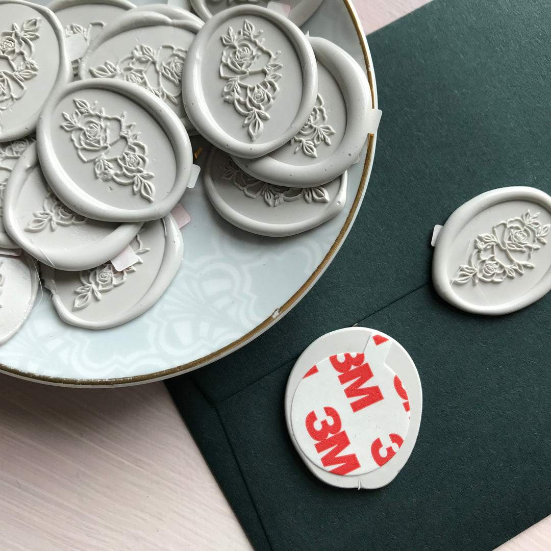 Oval Rose Self-Adhesive Wax Seals - Various Colours