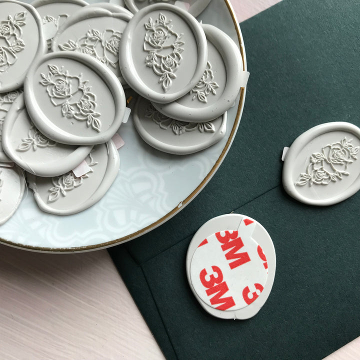 Oval Rose Self-Adhesive Wax Seals - Various Colours