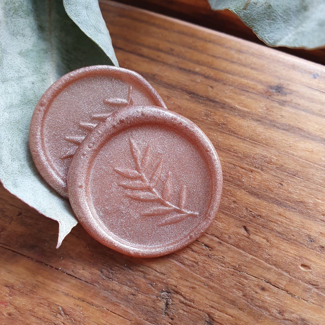 ROSE Silver 'Foliage' Self Adhesive Wax Seals - THE LITTLE BLUE BRUSH  