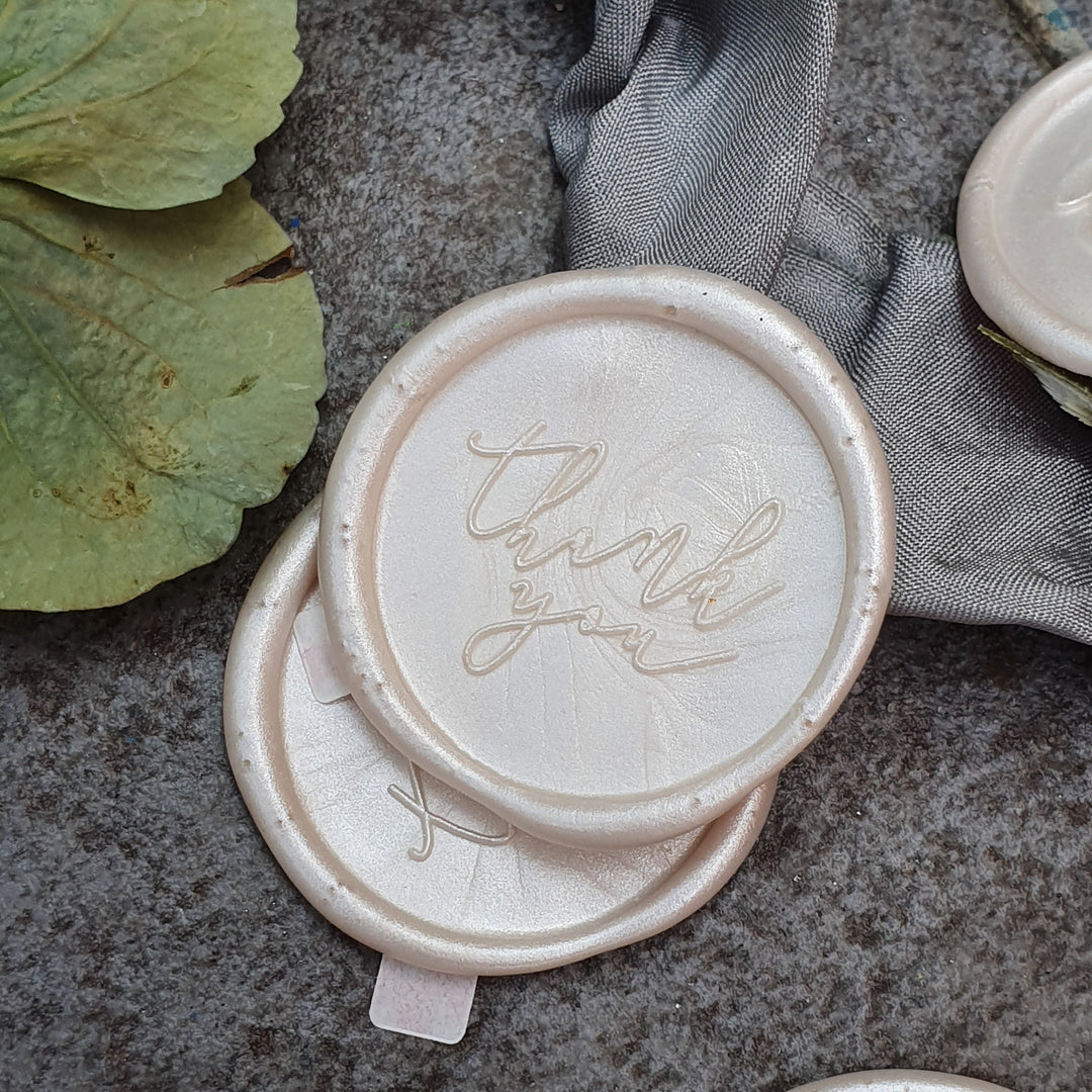 Chelsea PEARL WHITE 'Thank You' Wax Seals - THE LITTLE BLUE BRUSH  