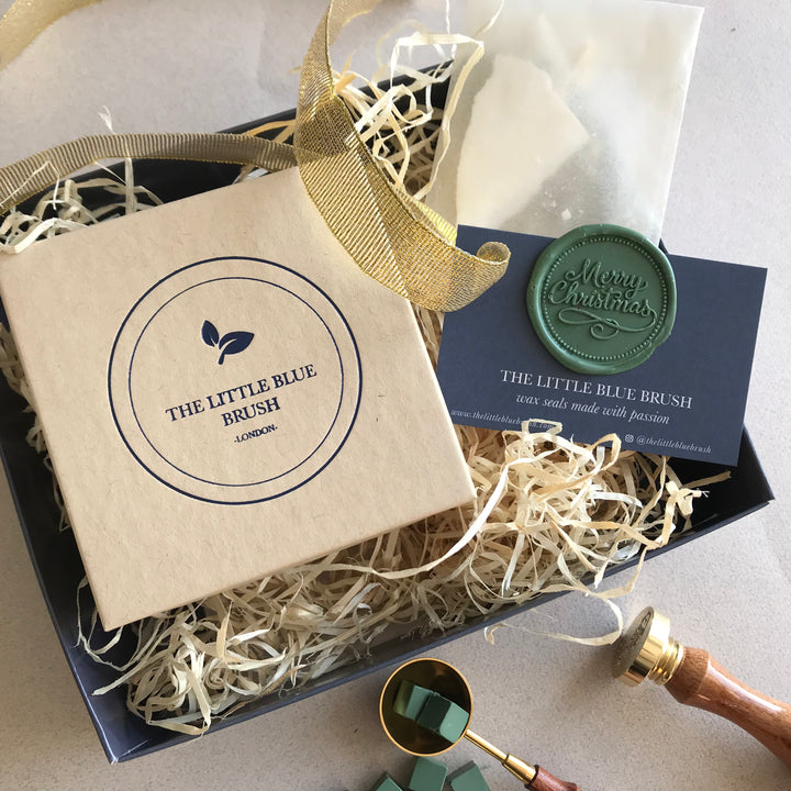 Christmas Edition Green - Custom 25mm Wax Stamp Gift Box with sealing wax beads