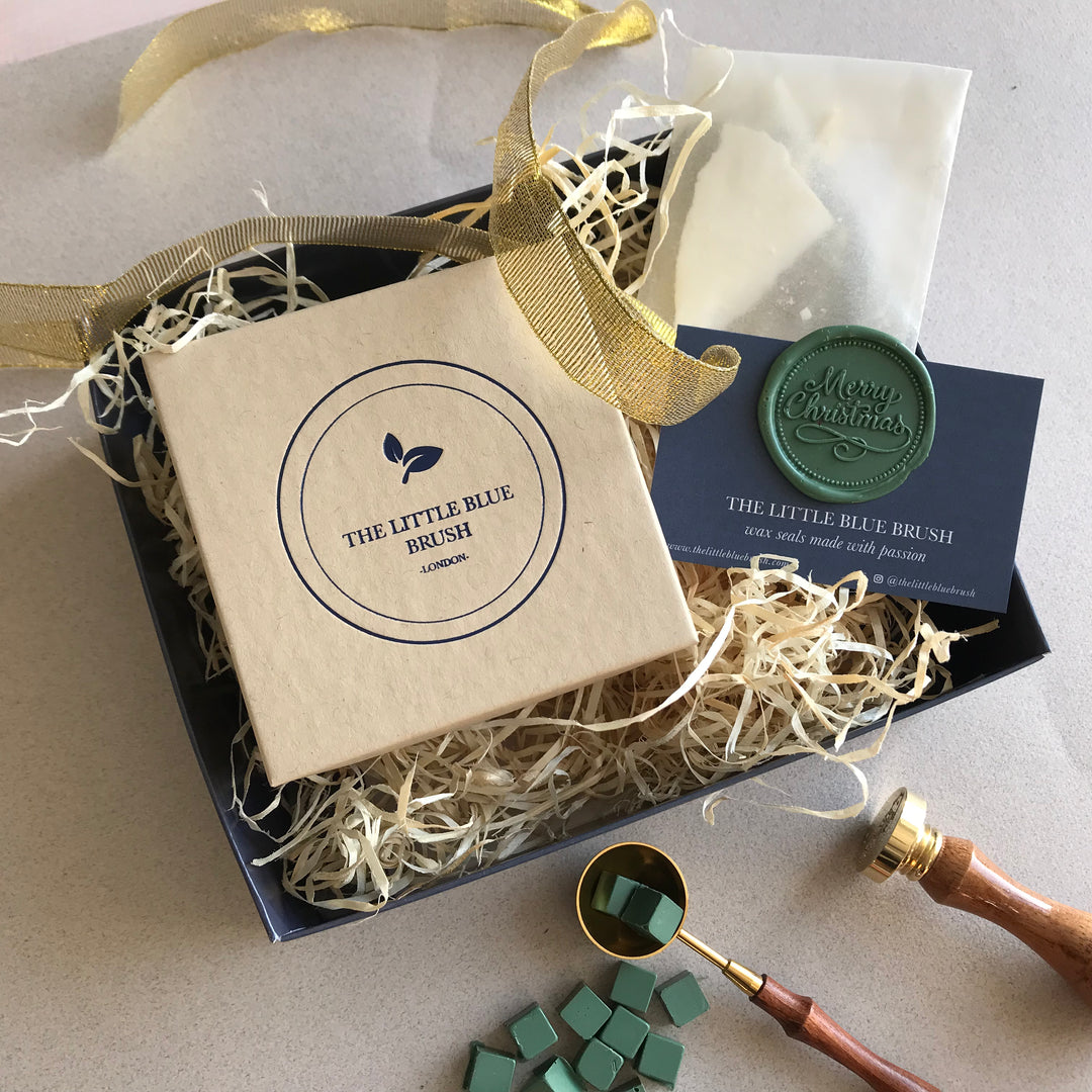 Christmas Edition Green - Custom 25mm Wax Stamp Gift Box with sealing wax beads