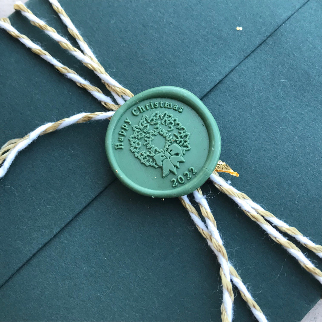Christmas Wreath Self-Adhesive Wax Seals - Various Colours - THE LITTLE BLUE BRUSH LONDON